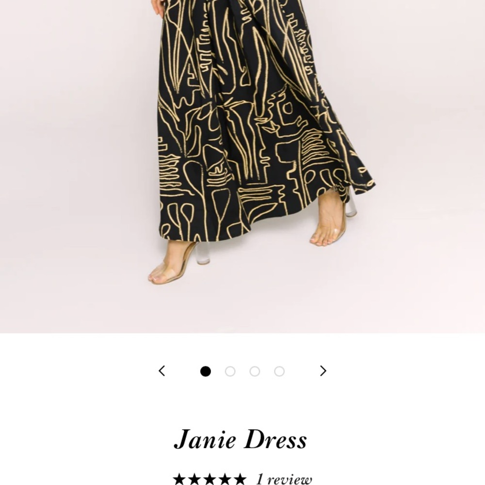 Black Bel Kazan Janie Dress with Gold Abstract Print - Picture 2 of 7